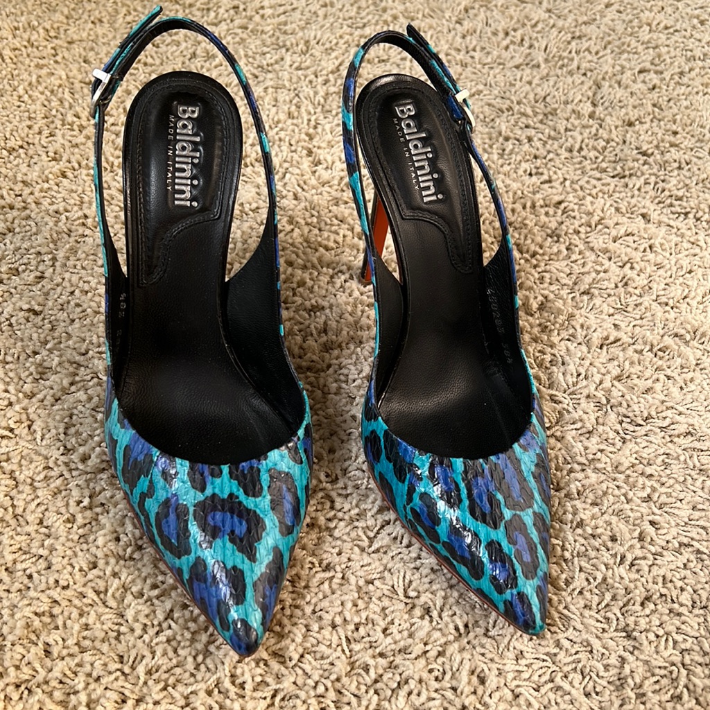Baldinini Snake-Embossed Genuine Leather High Heels